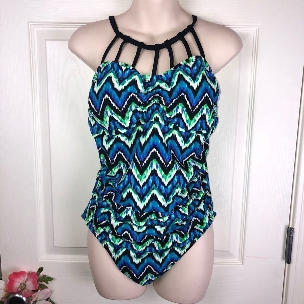 Adore Me chevron print one piece swimsuit 0x